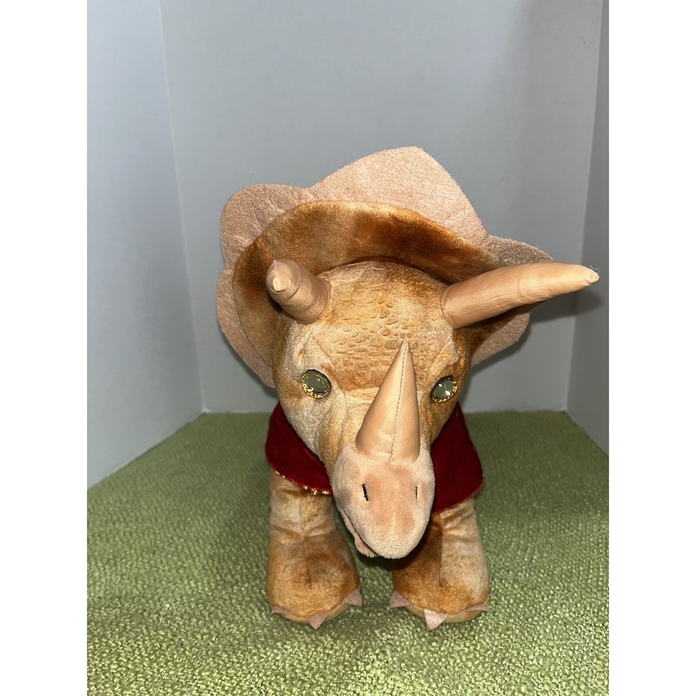 Build A Bear Workshop Triceratops Dinosaur Plush 16 " Red Velvet Cape Christmas
